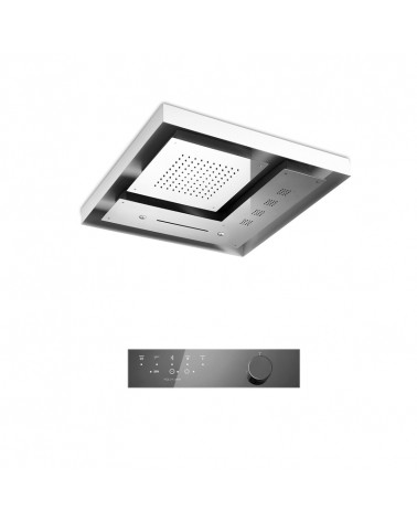 Kit plafond de douche 4 jets et 4 LED Spahome & Wellness Aquaelite 620 x 620 mm