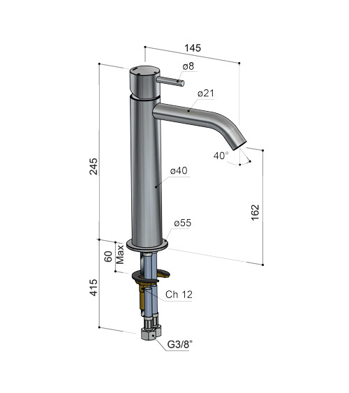 Mitigeur de lavabo acier brossé Archie Hotbath