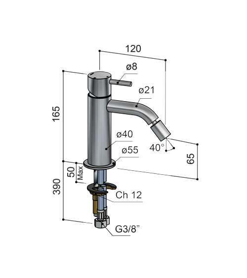 Mitigeur de bidet acier brossé Archie Hotbath