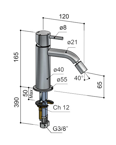 Mitigeur de bidet acier brossé Archie Hotbath