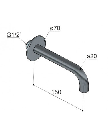 Bec déverseur 15 cm acier brossé Archie Hotbath