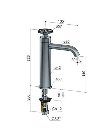 Mitigeur de lavabo 23 cm Cobber@work Hotbath