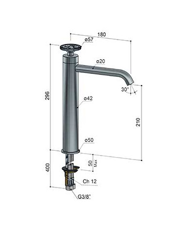 Mitigeur de lavabo 30 cm Cobber@work Hotbath