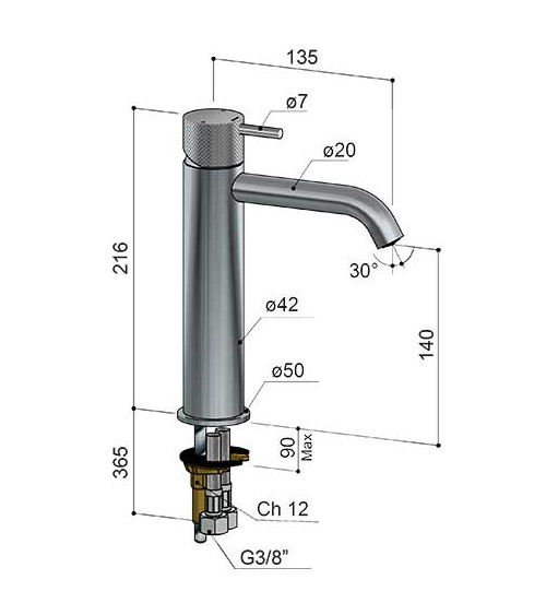 Mitigeur de lavabo 21.6 cm Cobber X Hotbath