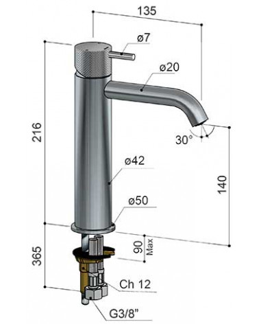 Mitigeur de lavabo 21.6 cm Cobber X Hotbath