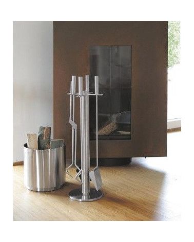 Serviteur de cheminée Lienbacher design modèle Cube Blanc, 2 accessoires