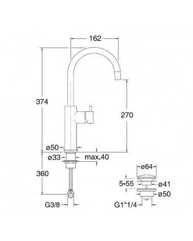 Mitigeur lavabo bec haut chromé - TRIVERDE